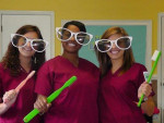 Students in the dental assisting program at Augusta Technical College show their playful side.