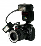 Figure 4  A camera with a single-point flash and a ring flash, which are used separately. Photo courtesy of Lester Dine, Inc.