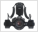 Fig 1. Contemporary fluorescence capturing set-up, including DSLR camera, macro lens, and twin light macro flash along with removable filter for UV flash illumination.