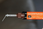 Figure 3  Extension tip applied to G-CEM™ automix syringe allows direct dispensing of cement into the root canal.