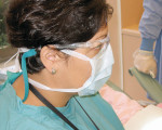 Figure 1  Protective eyewear and a mask are needed for spray-inducing procedures.