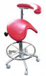 Figure 6  Four assistant stool designs: backrest only manufactured by DentalEZ Group, torso-support bar only manufactured by Pelton & Crane, backrest with torso-support bar, and saddle stool from Crown Seating.