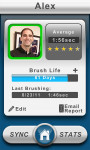Figure 2  Screen shot of the Beam App displaying a user’s brushing profile, including hygiene rating, the lifespan of current brush head, a report creator for sending data to the user’s dentist, and a portal for statistics on brushing metrics.