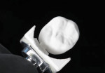 (7.) Extraoral view of the dry-milled final zirconia crown.