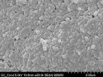 Figure 6A  The SEM shows the depth of the etched zone in enamel fordifferent acids and concentrations. In this view, the enamel is etched with20% polyacrylic acida for 15 seconds (courtesy of Dr. Jorge Perdigão).