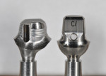 Figure 8. A factory compatible abutments (left) pictured with a factory made abutment (right).