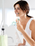 Figure 1 The Philips Sonicare AirFloss is a handheld, battery-powered interproximal cleaner that uses a quick burst of air and water to remove plaque and particles from between teeth.